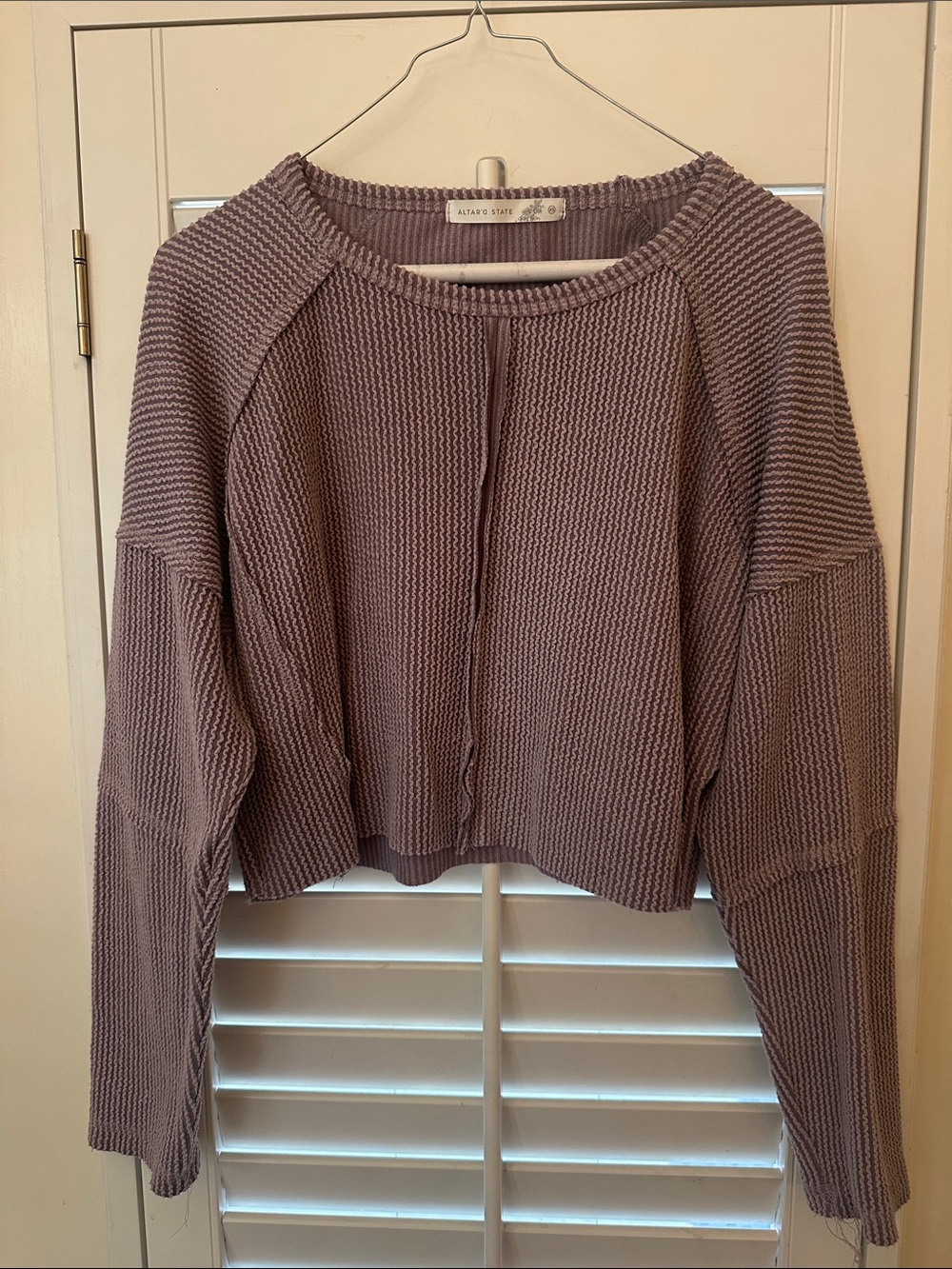 Altar'd State Dusty Mauve Cropped Ribbed Sweater XS